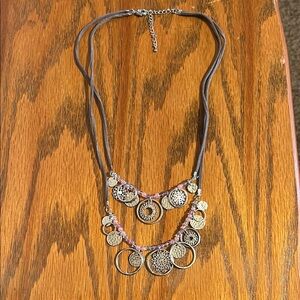 Pink and Silver Layered Charm Necklace